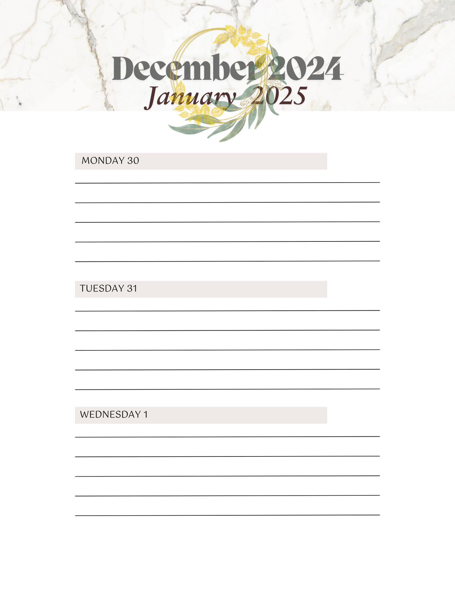 Gold Leaf Planner